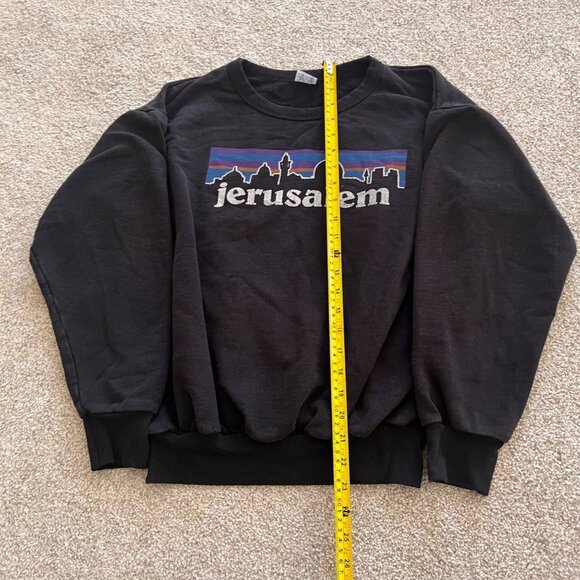 Jerusalem Graphic Print Black Crewneck 100% Cotton - Picture 4 of 6